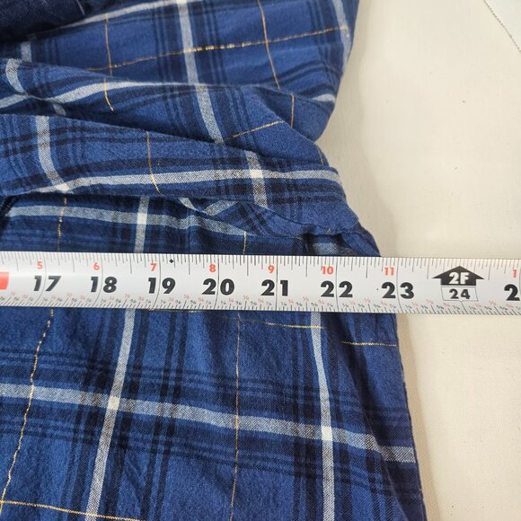 Collection ETC Woman Blue Plaid Shirt Size XL Floral Embroidered Button Up - Picture 4 of 10